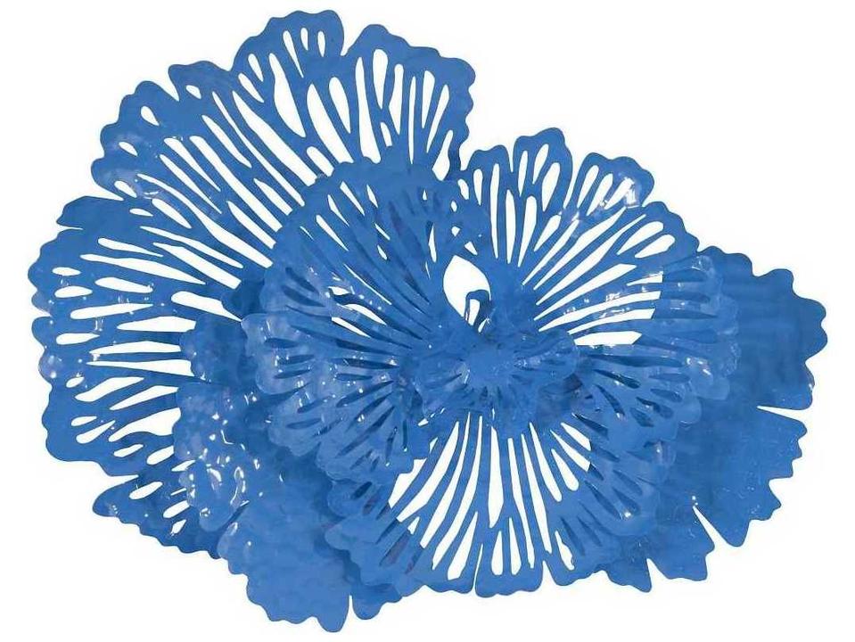 Small Flower Wall Art in Blue Powder-Coated Metal