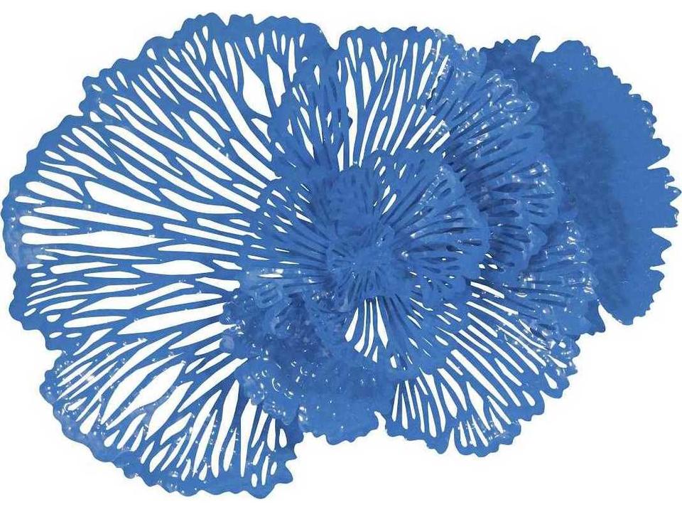Medium Blue Metal Flower Wall Art