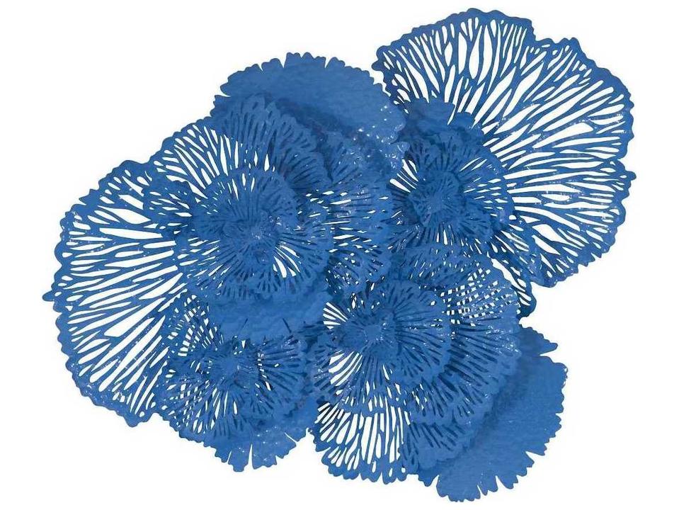 Flower Wall Art Large Blue Metal Modern Organic