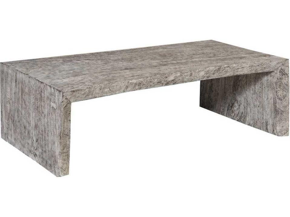 Waterfall Rectangular Coffee Table in Gray Stone Finish