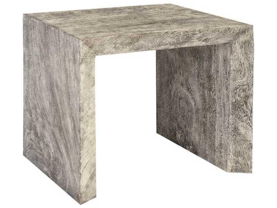 Waterfall Rectangular Wood Gray Stone End Table