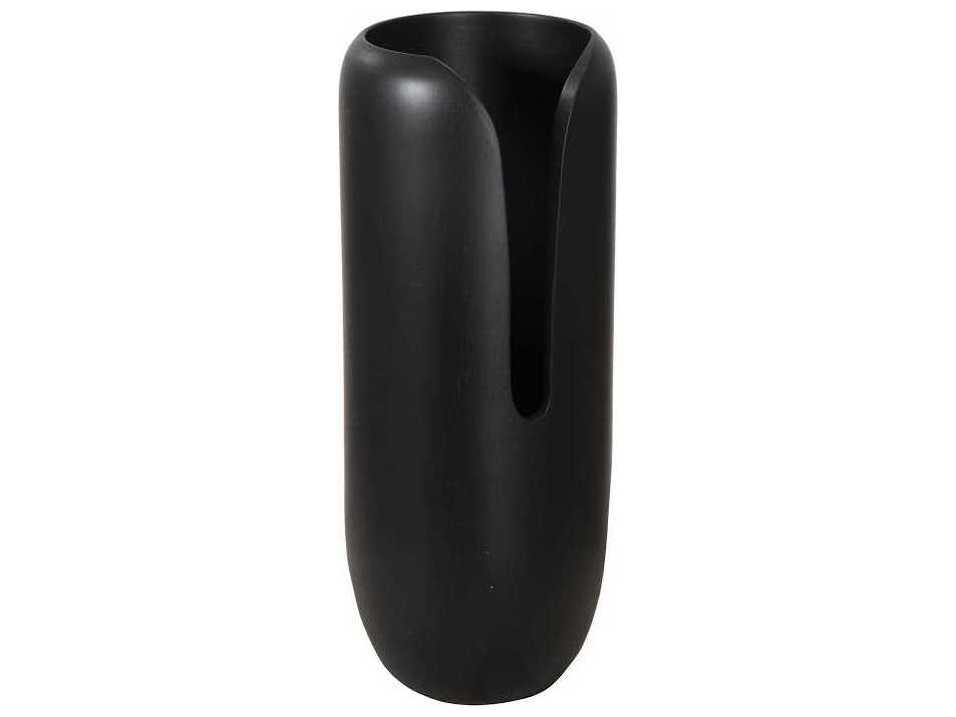 Interval Wood Vase Black Hand Carved Modern Design