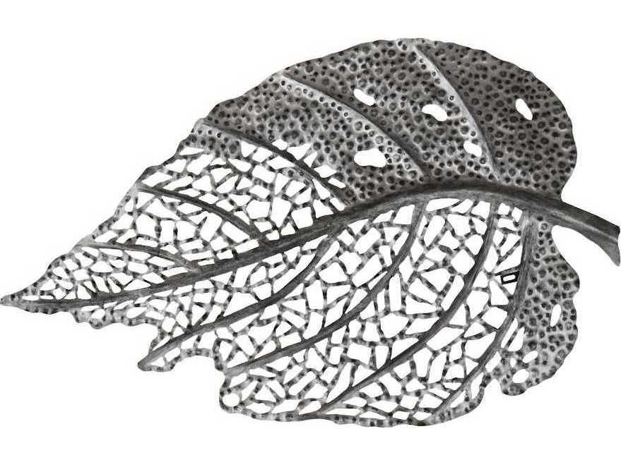 Birch Leaf Metal Wall Art in Antique Silver Matte Lacquer 40 Inch