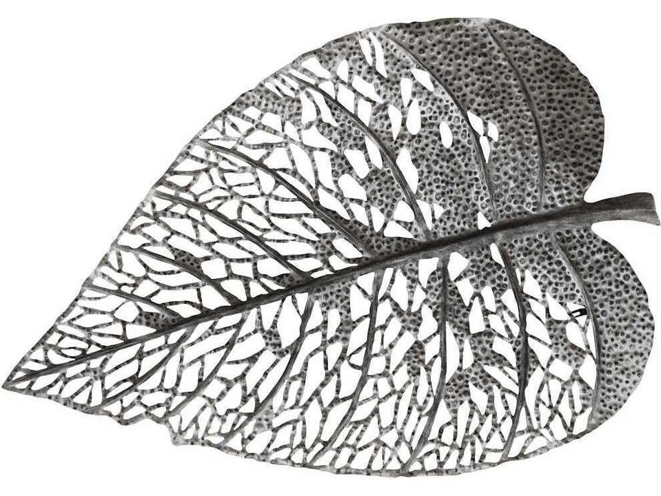 Birch Leaf Metal Wall Art in Silver Matte Lacquer