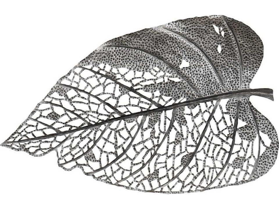 Birch Leaf Metal Wall Art in Silver Matte Lacquer