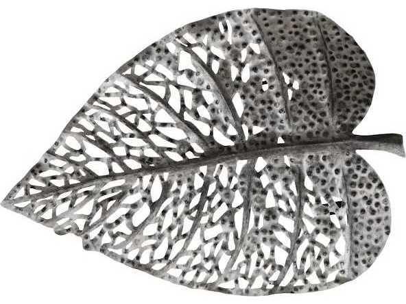 Birch Leaf Metal Wall Art in Silver Matte Lacquer