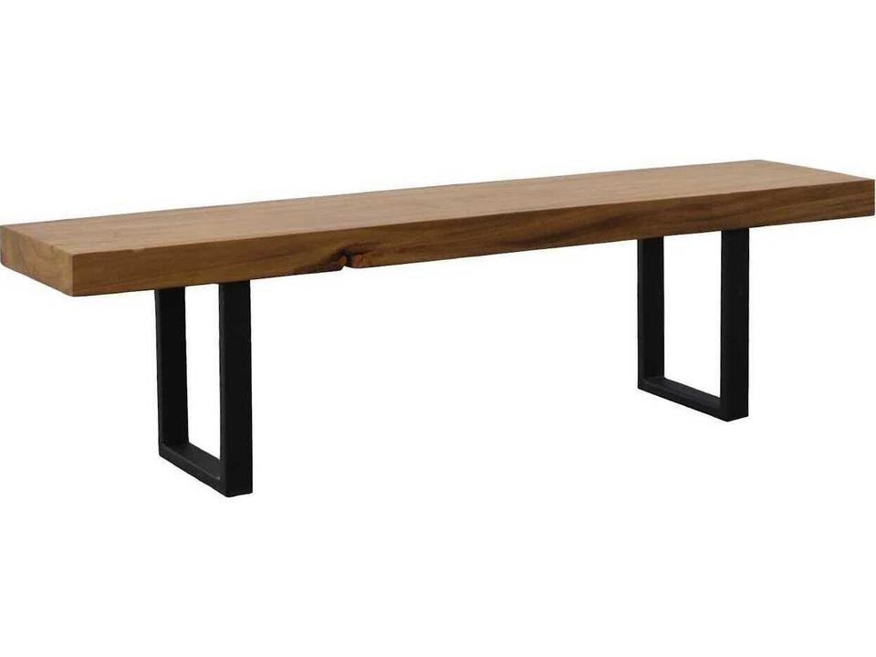 Origins Straight Edge Accent Bench in Natural Brown and Black