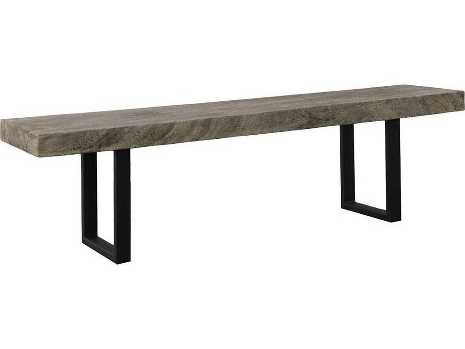 Origins Straight Edge Accent Bench in Natural Gray Stone with Satin Black Legs