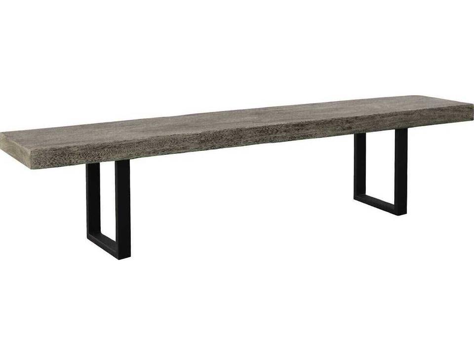Origins Straight Edge 72 Inch Accent Bench in Gray Stone and Black