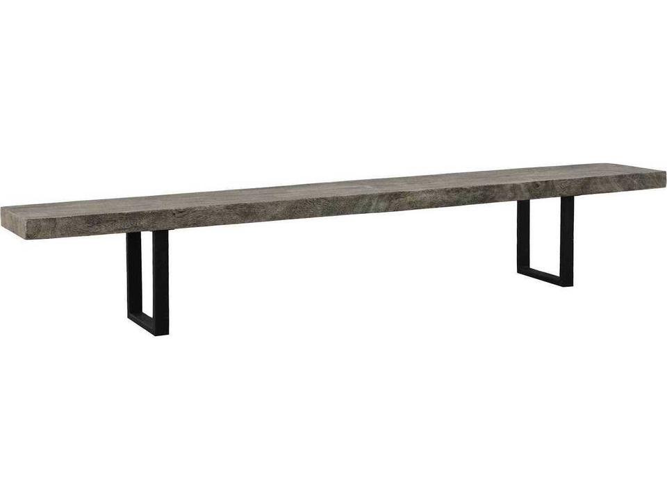 Origins Straight Edge Bench Gray Stone Chamcha Wood with Black Metal Legs