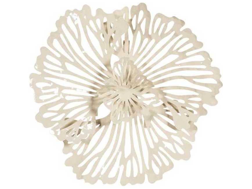 Flowers Extra Small Ivory Flower Metal Wall Art in Powder Coat