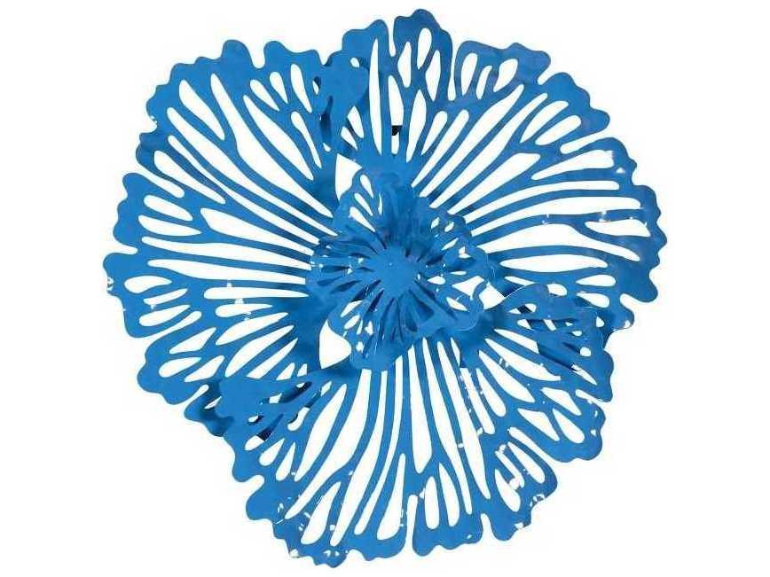 Extra Small Blue Flower Metal Wall Art with Powder Coated Finish