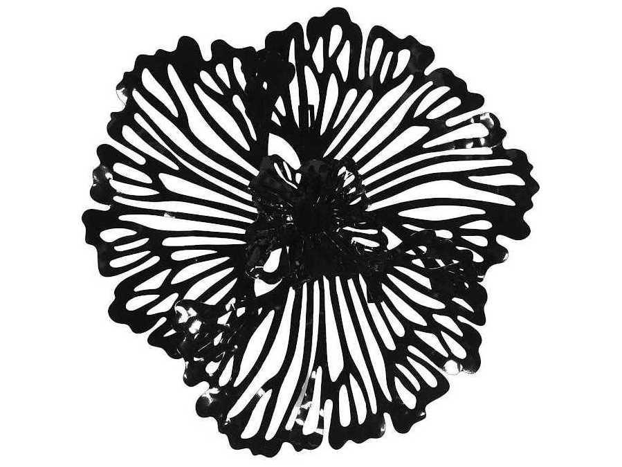 Flower Extra Small Metal Wall Art in Black Powder Coat