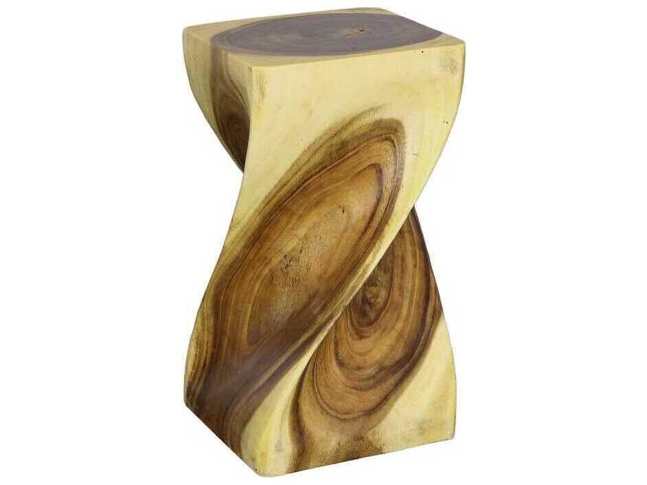Origins Twist Square End Table in Natural Brown Chamcha Wood