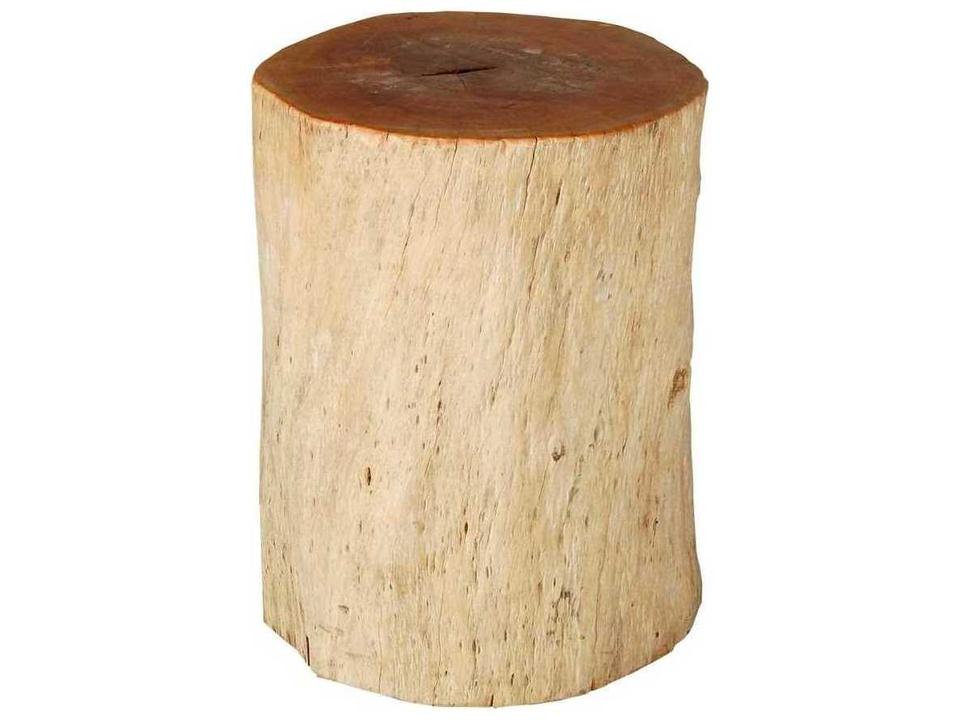 Round Wood Accent Stool in Natural Brown