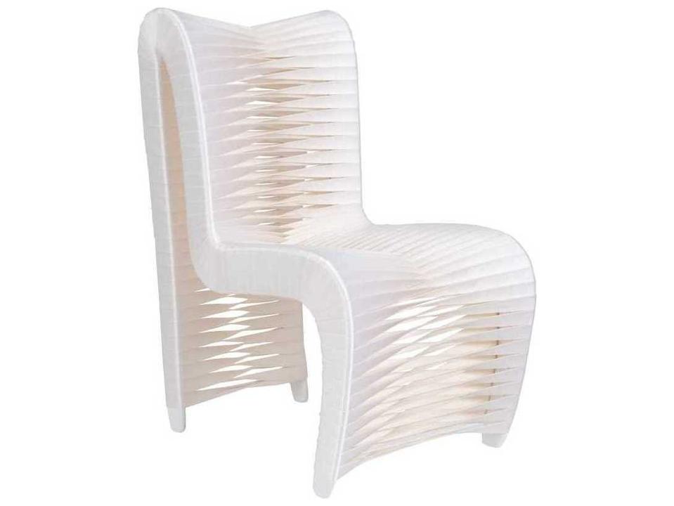 Seat Belt Upholstered Dining Side Chair in White Off-White