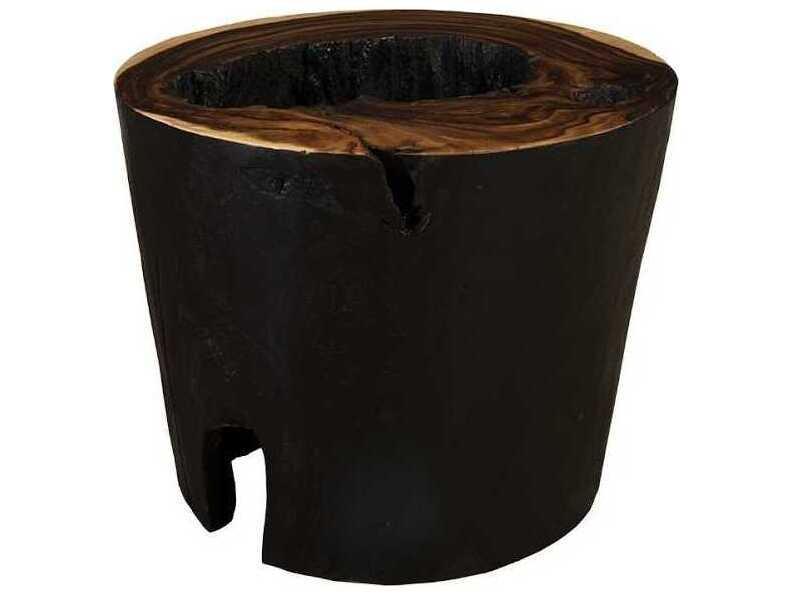 Round Chamcha Wood Natural Charred End Table
