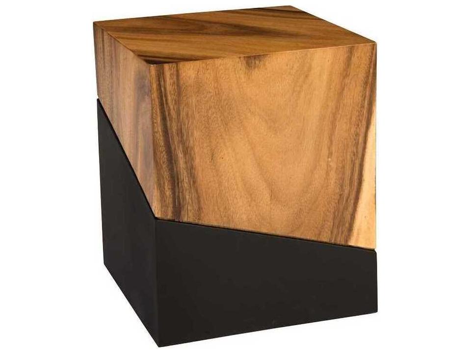 Geometry Stool Natural Chamcha Wood Accent Stool