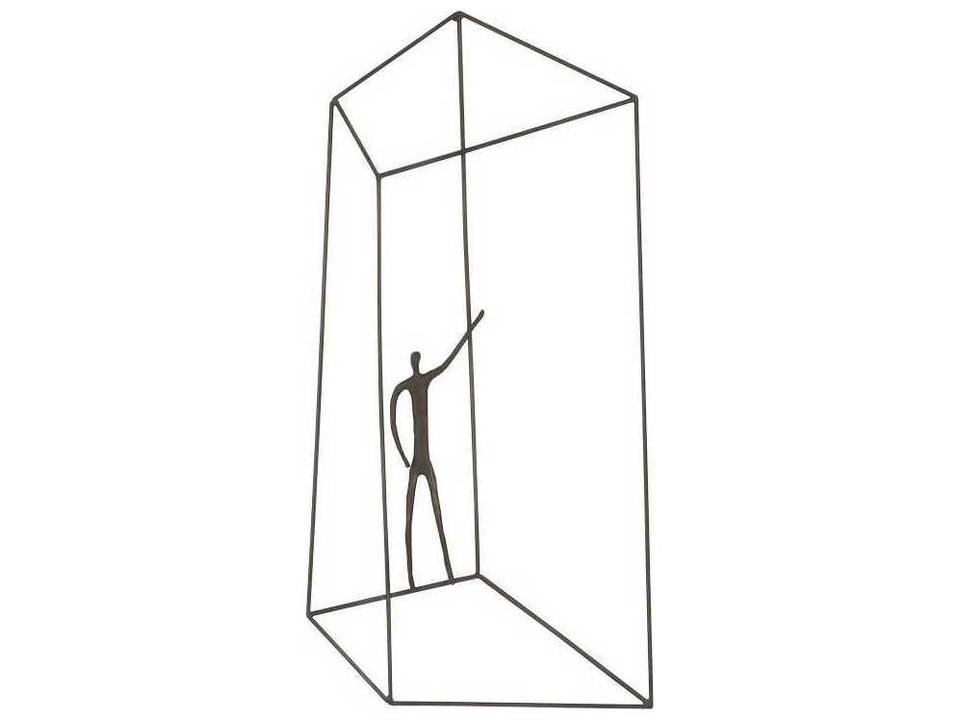Perspective Rectangular Metal Wall Art in Rust Brown
