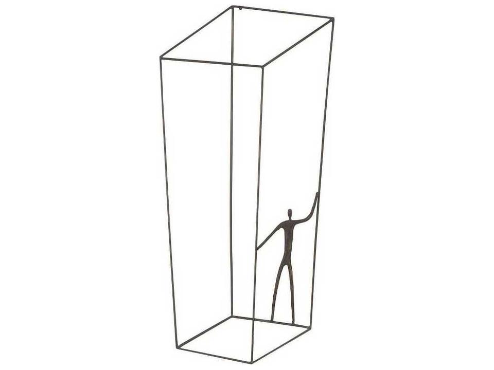Perspective Rectangular Metal Wall Art Standing Right with Rust Finish