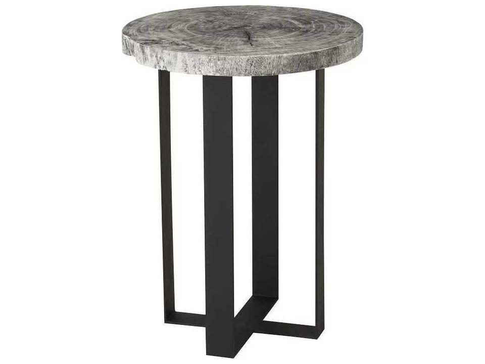 Chuleta Round Bar Table Chamcha Wood Gray Stone Finish