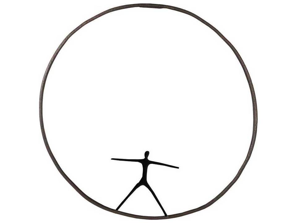 Olympic Figure in Iron Ring Metal Wall Art in Black and Rust