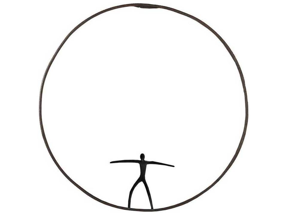 Olympic Figure In Iron Ring Wall Art In Black And Rust