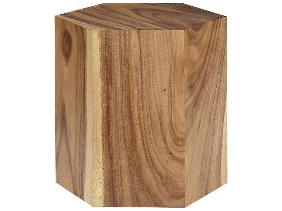 Honeycomb Chamcha Wood End Table Natural Finish