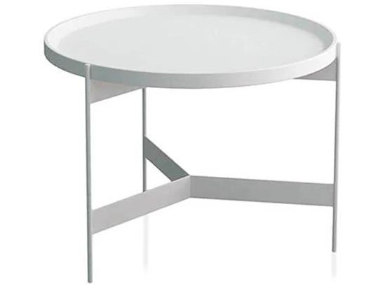 Abaco Tall Round Coffee Table in Matte White Lacquer