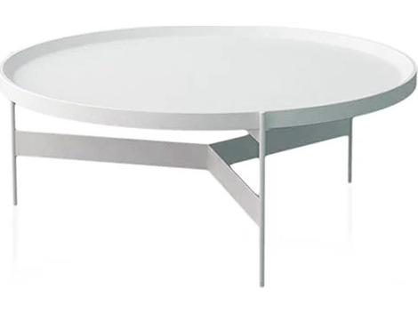 Abaco Round Coffee Table Metal and Matte White Lacquer