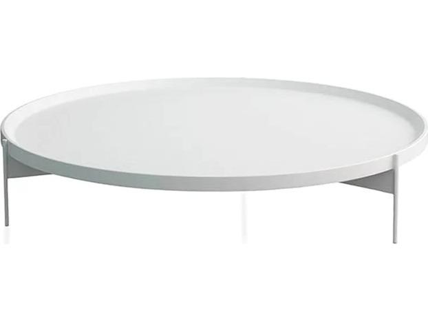Abaco Round Coffee Table with Matte White Lacquer Finish