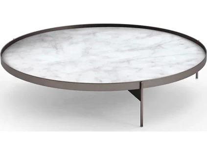 Abaco Round Low Coffee Table in Calacatta Matt Marble and Matt Titanium