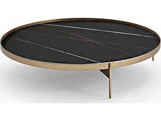 Abaco Round Coffee Table Sahara Matt Marble Glass and Matt Bronze