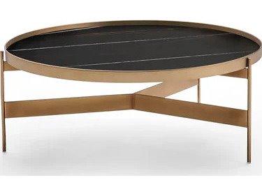 Abaco Medium Round Coffee Table Sahara Matt Marble Glass Matt Bronze