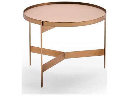 Abaco Tall Round Coffee Table in Matte Bronze Metal