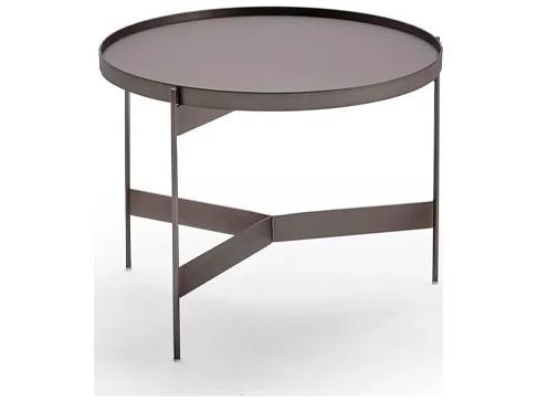 Abaco Tall Round Coffee Table in Matt Titanium Metal