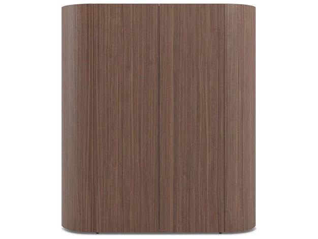Dedalo Bar Sideboard 55 Inch Walnut with Matt Titanium Finish