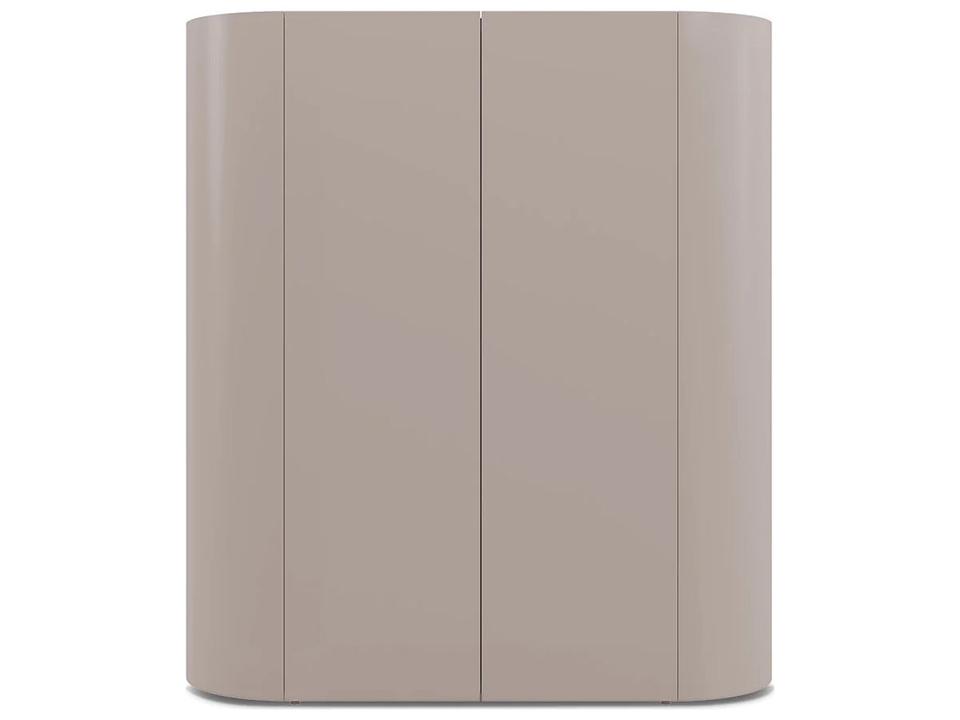 Dedalo Bar Sideboard 55 Inch Beige Ecru Matt Lacquer with Bronzo Glass Top