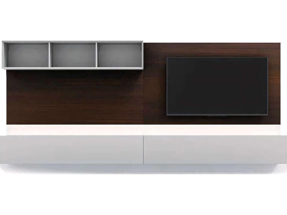 People 118 Inch Media Console in Burnt Oak and Matte Grey