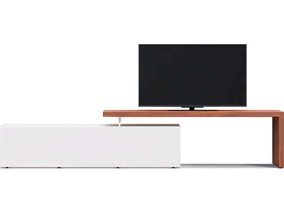 Domoino 111-Inch Walnut Wood White Media Console