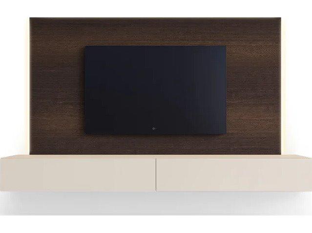 People 94-Inch Wall Unit in Burnt Oak and Beige Seta Matt Lacquer