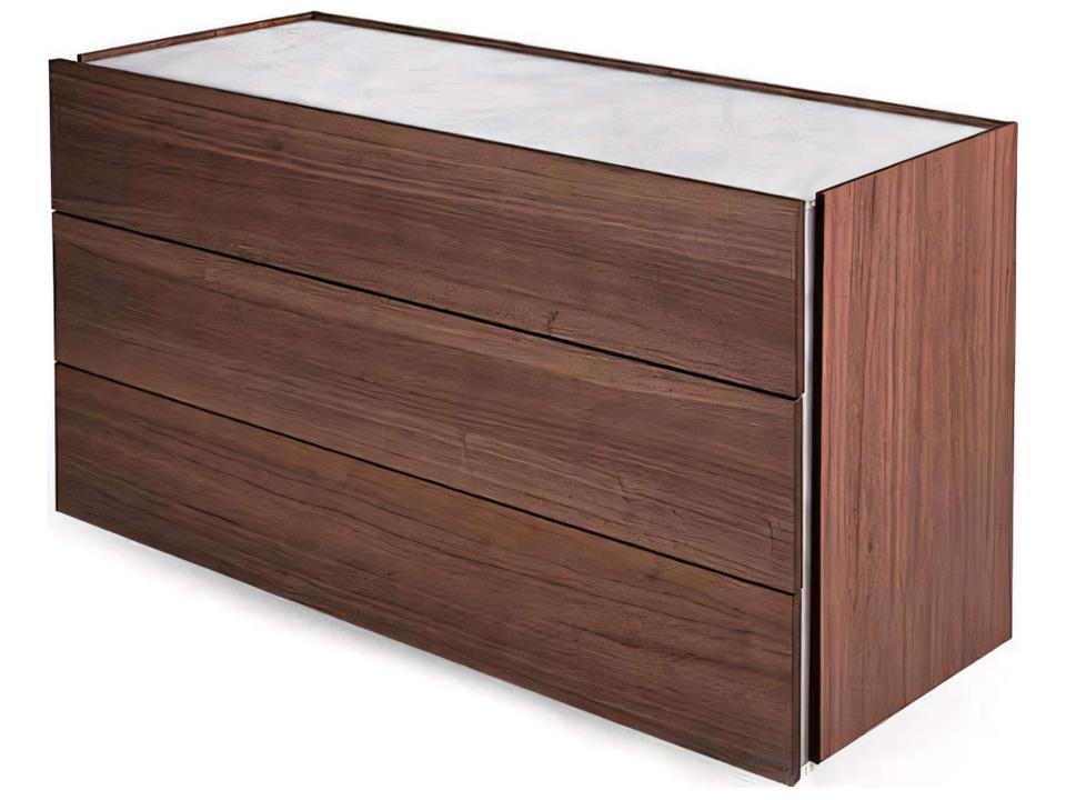 Atlante 3-Drawer Walnut Wood Dresser with Soft-Close Drawers