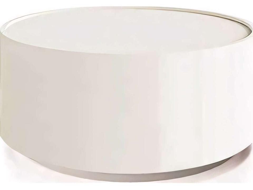Dedalo Round 1-Drawer Nightstand in White Glossy Lacquer