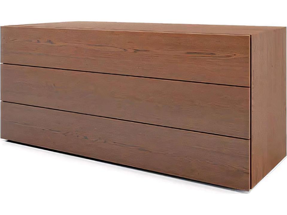 People 3-Drawer Walnut Wood Dresser with Handle-less Fronts