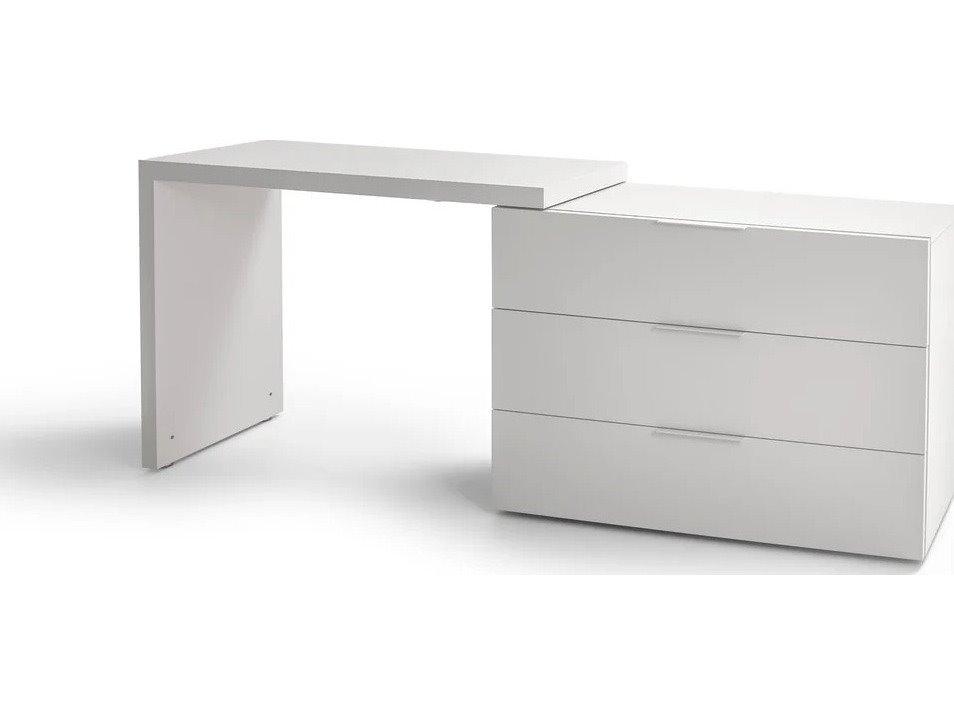 Spazio Domino 90-Inch Desk Dresser in White Matt Lacquer