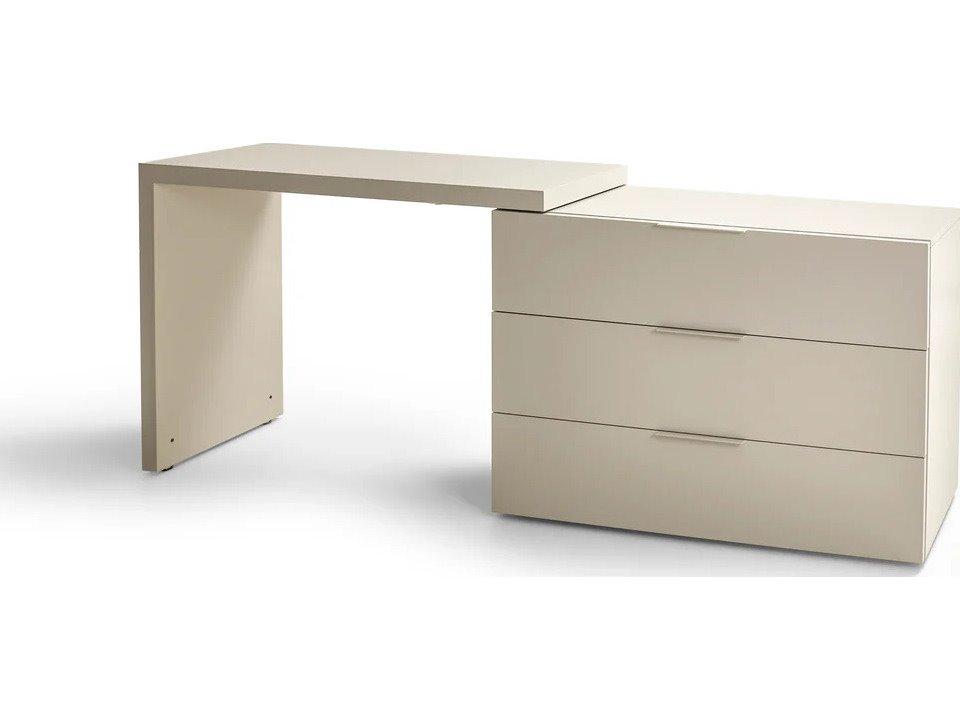 Spazio Domino SM Expanding Desk Dresser in Beige Seta Matt Lacquer