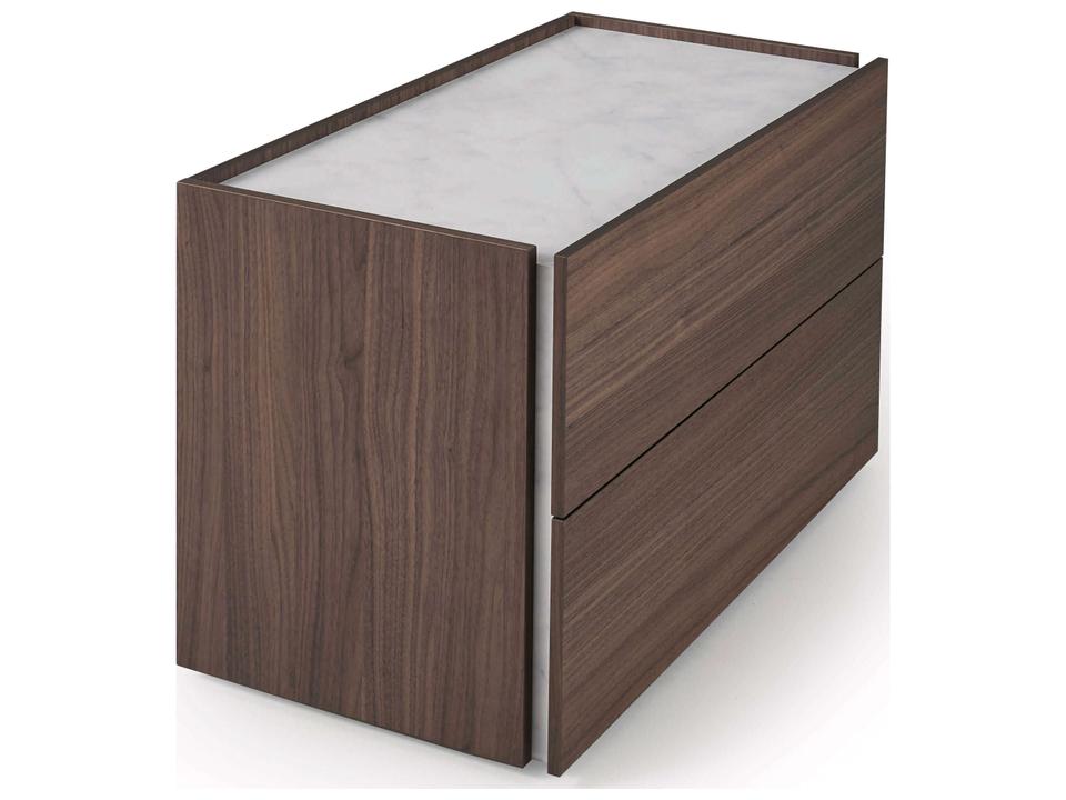Atlante 2-Drawer Walnut Wood Nightstand in Brown