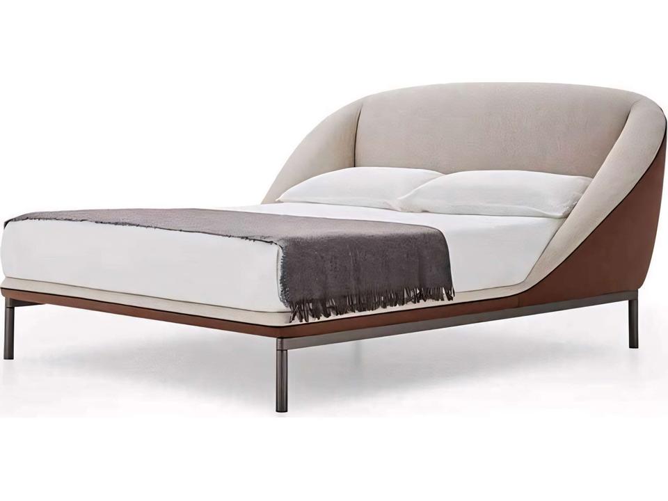 Domenica Upholstered Queen Panel Bed in Beige Brown with Titanium Gray Legs