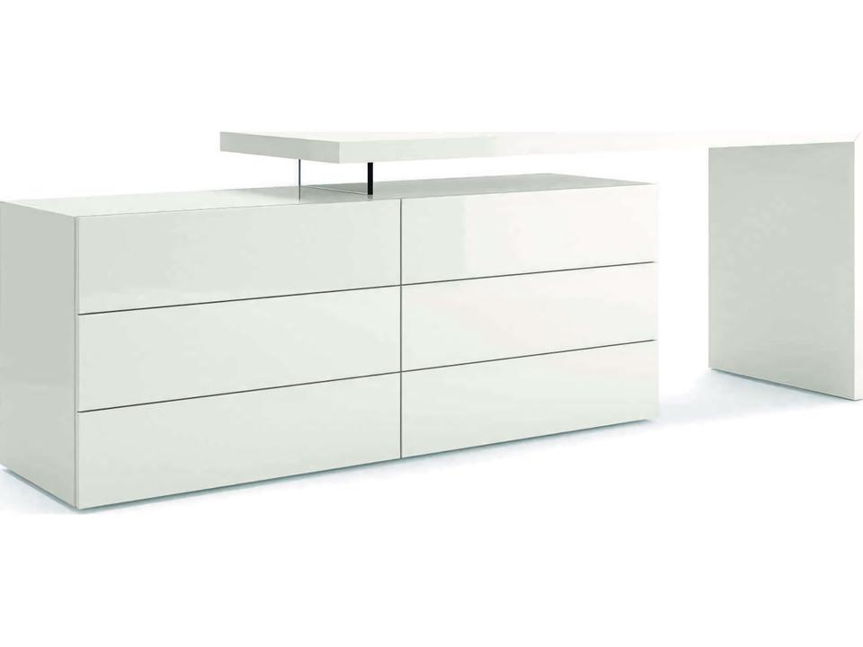People Domino Matt White Secretary Desk and Dresser Unit