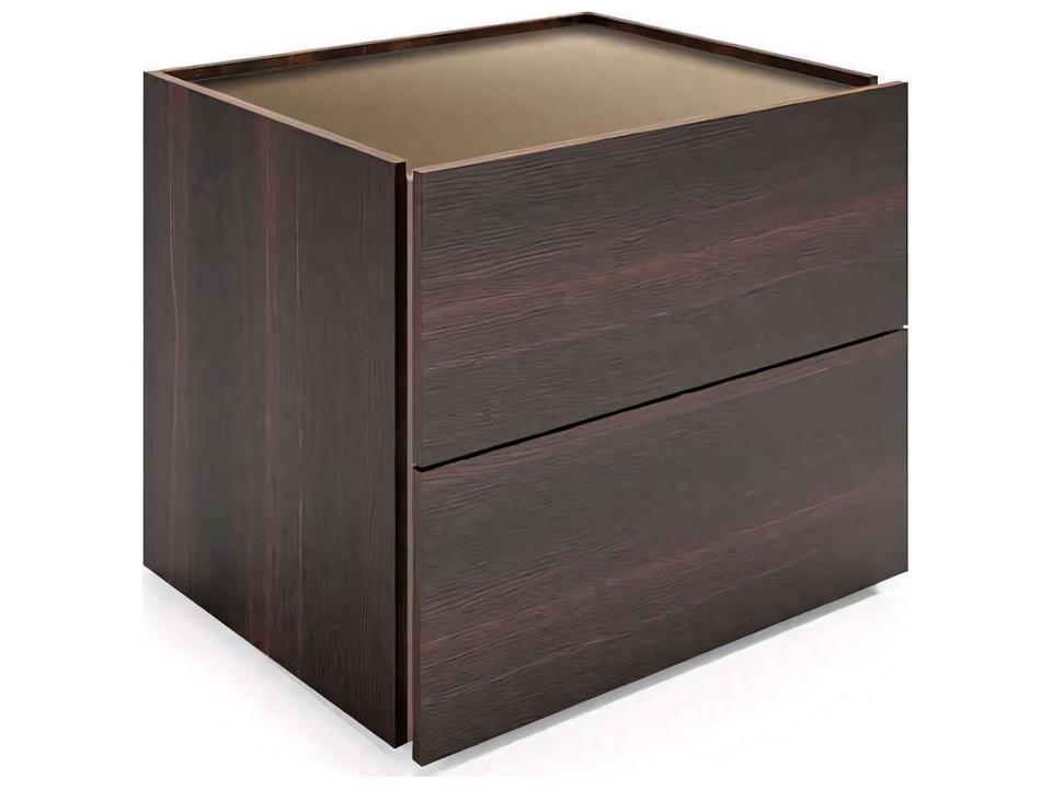 Atlante 2-Drawer Brown Oak Wood Nightstand